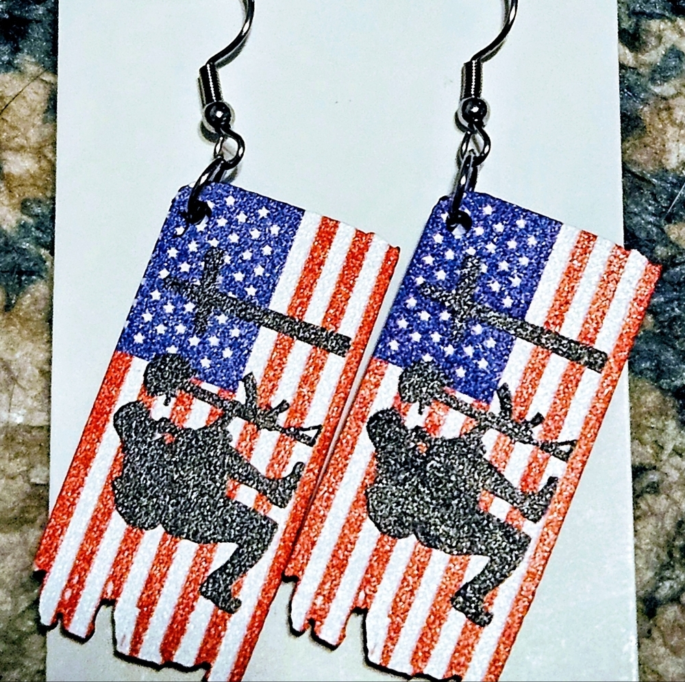American Flag Guitar Earrings